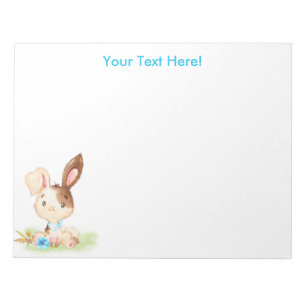 Blue Watercolor Little Bunny Notepad