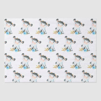 Blue Watercolor Little Cow Tissue Paper