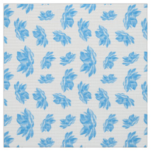 Blue Watercolor Lotus Flower Pattern Fabric