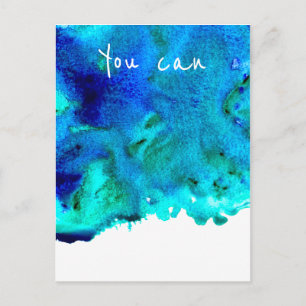 Blue watercolor marble abstract You can quote Postcard