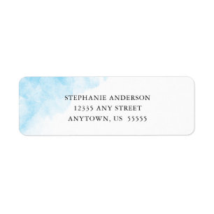 Blue Watercolor Minimal Return Address Label