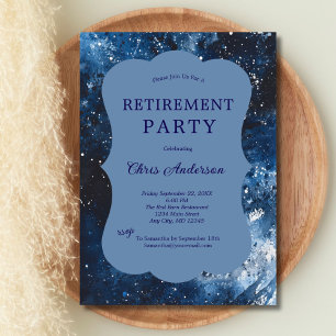 Blue Watercolor Modern Business Retirement Party Invitation