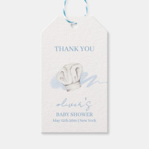 Blue Watercolor Modern Little Chef Baby Shower Gift Tags