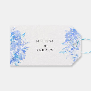 Blue Watercolor Modern Wedding Thank You Gift Tags