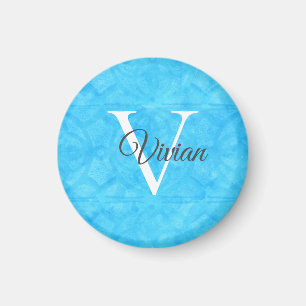 Blue Watercolor Monogram Name Magnet