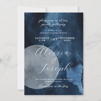 Blue Watercolor Moon Celestial Invitation