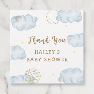Blue Watercolor Moon Star Cloud Boy Baby Shower Favour Tags