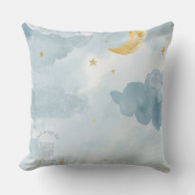 Blue Watercolor Moon Throw Pillow – Scan for Music