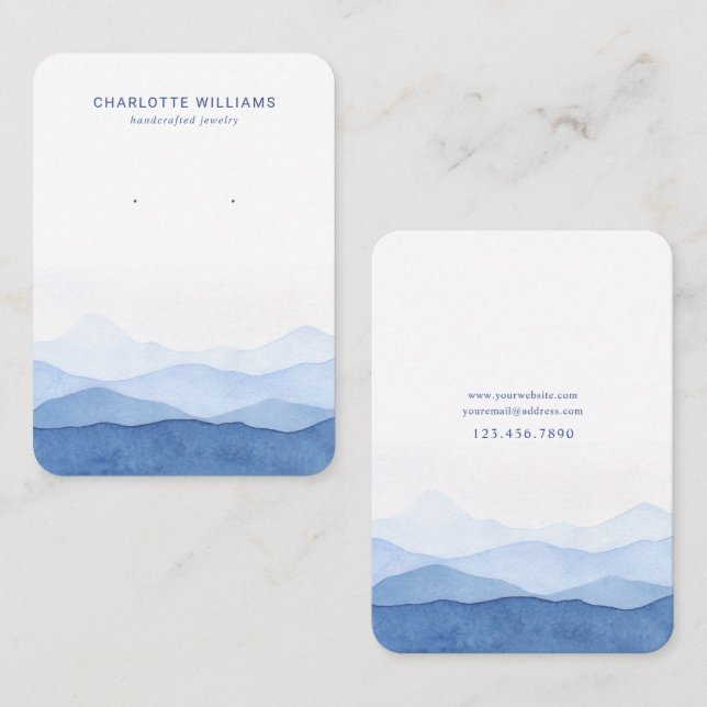 Blue Watercolor Mountain Jewellery Card (Front/Back)