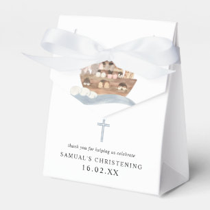 Blue Watercolor Noah's Ark Boy Christening  Favour Box