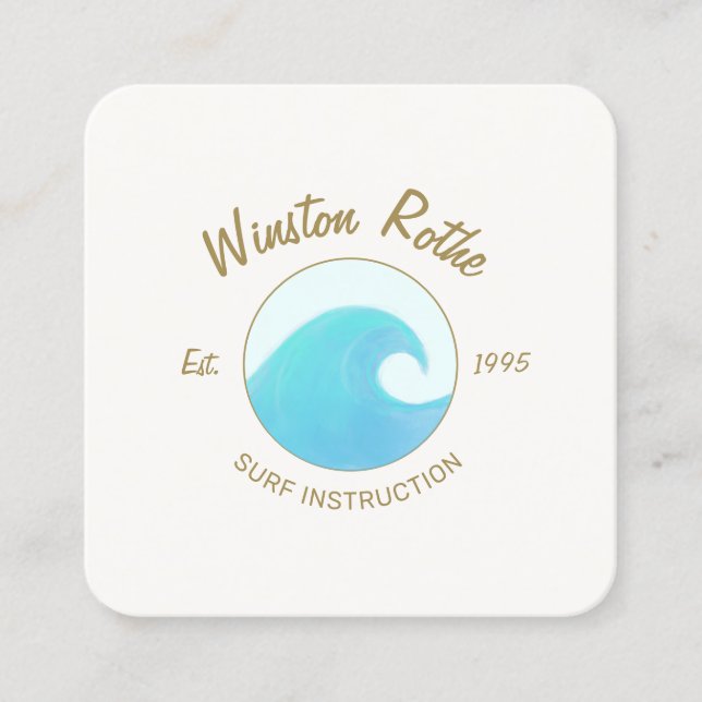 Blue Watercolor Ocean Wave Logo Business Card (Front)