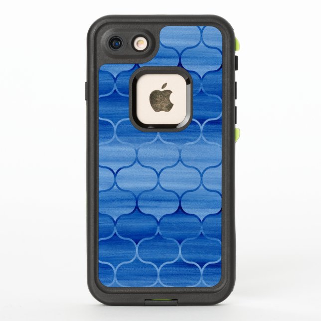 Blue Watercolor Ogee Pattern LifeProof iPhone Case (Back)
