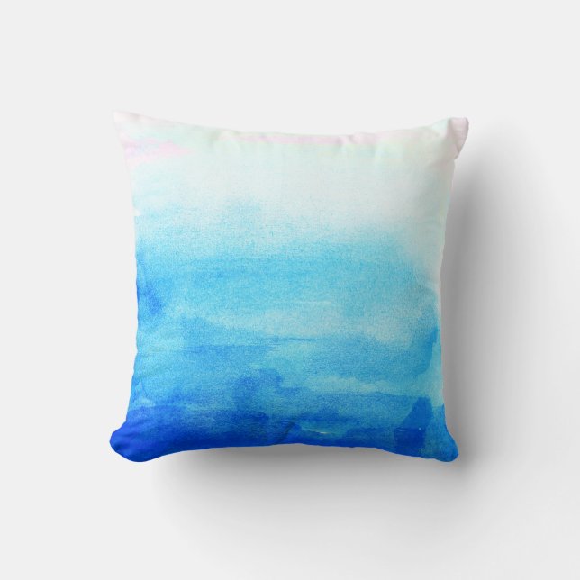Blue Watercolor Ombre Cushion (Front)