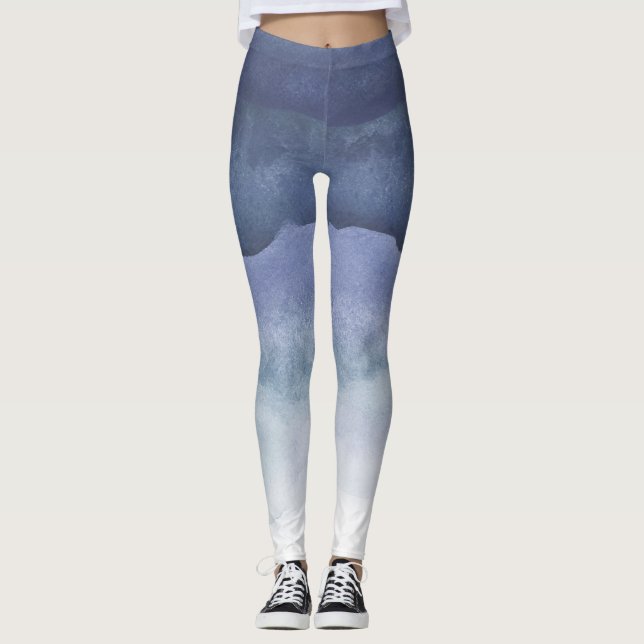 Blue Watercolor Ombre Leggings (Front)
