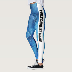 Blue Watercolor PERSONALIZE  Leggings