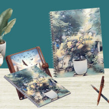 Blue Watercolor Photo Gardener Notebook