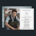 Blue Watercolor Photo | Star of David Bar Mitzvah Invitation<br><div class="desc">A silver-tone gradient Star of David with simple dusky blue text and outline accents give this photo design a simple, understated look that is classic and elegant. Simply add your child's photo, name and Bar Mitzvah ceremony and celebration details. Back features a blue watercolor gradient background. Composite design by Holiday...</div>