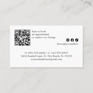 BLUE WATERCOLOR PINSTRIPE BEACH COASTAL BUSINESS CARD