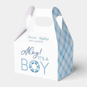 Blue Watercolor Plaid Baby Shower Paper Cups Favour Box