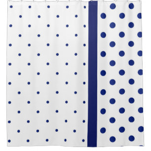 Blue Watercolor Polka Dot Modern Shower Curtain