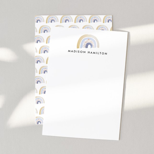 Blue Watercolor Rainbow Personalised Stationery Card (Creator Uploaded)