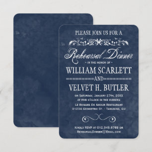 Blue Watercolor Rehearsal Dinner Invites