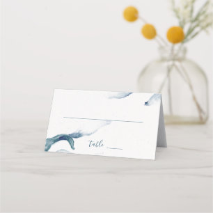 Blue watercolor romantic contemporary wedding place card