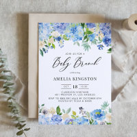 Blue Watercolor Rose and Hydrangea Baby Brunch