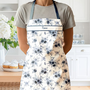 Blue Watercolor Roses Apron