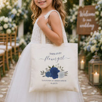 Blue Watercolor Roses Elegant Flower Girl Wedding