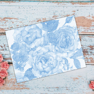 Blue Watercolor Roses Tissue Paper