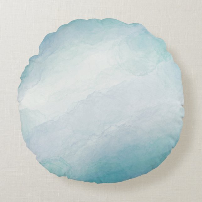 Blue watercolor round cushion (Front)