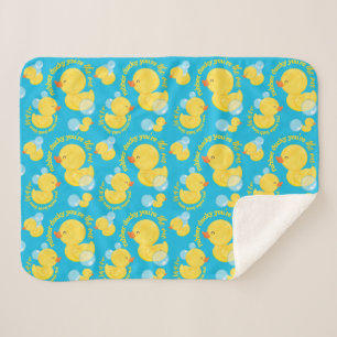 Blue Watercolor Rubber Ducky You're the One Sherpa Blanket
