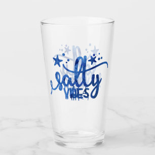 Blue Watercolor Salty Vibes Beach Pint Glass