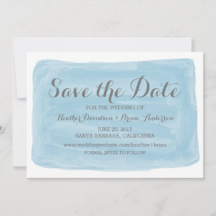 Blue Watercolor Save the Date Invite