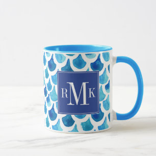 Blue Watercolor Scale Pattern Mug