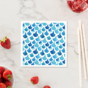 Blue Watercolor Scale Pattern Napkin