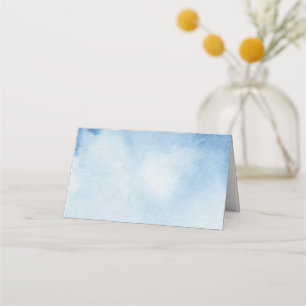 Blue watercolor seating card. Modern wedding Place Card