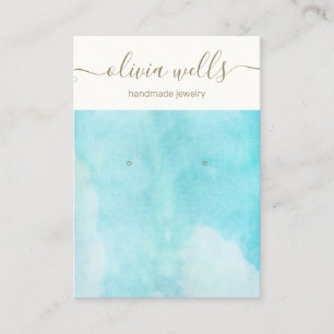 Blue Watercolor Sky Earring Display Business Card