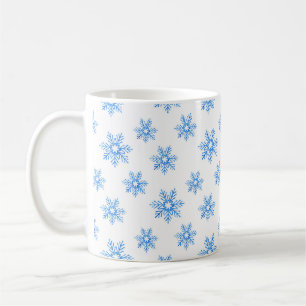 Blue Watercolor Snowflake Pattern   Coffee Mug