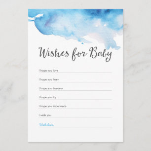 Blue watercolor splash Baby Shower Wishes for baby Invitation