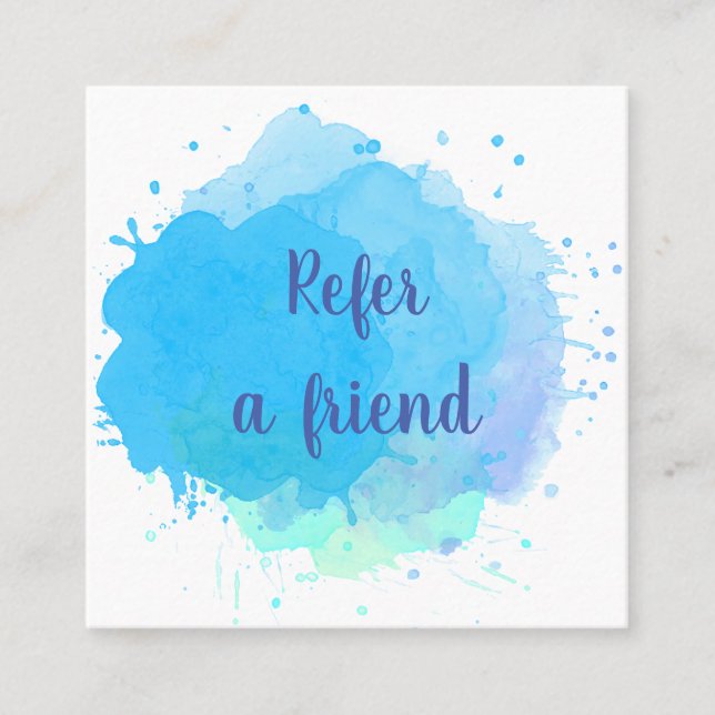 Blue Watercolor Splash Referral Card (Front)