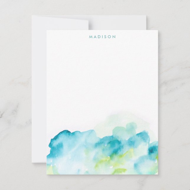 Blue Watercolor Splash Thank You Cards (Front)