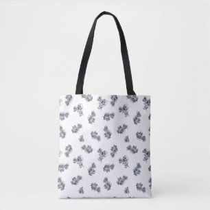 Blue Watercolor Sprig Pattern Tote Bag