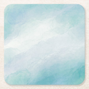 Blue watercolor square paper coaster