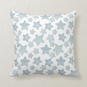Blue Watercolor Stars Cushion