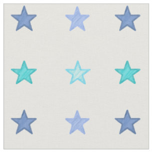 Blue watercolor stars fabric