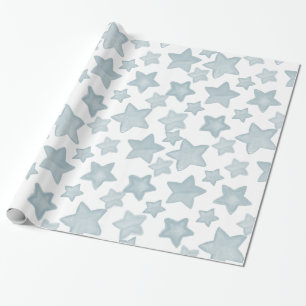 Blue Watercolor Stars Wrapping Paper