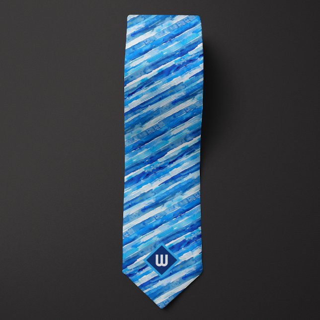 Blue Watercolor Striped Tie (Creator Uploaded)