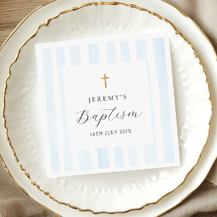 Blue Watercolor Stripes - Baptism Napkin